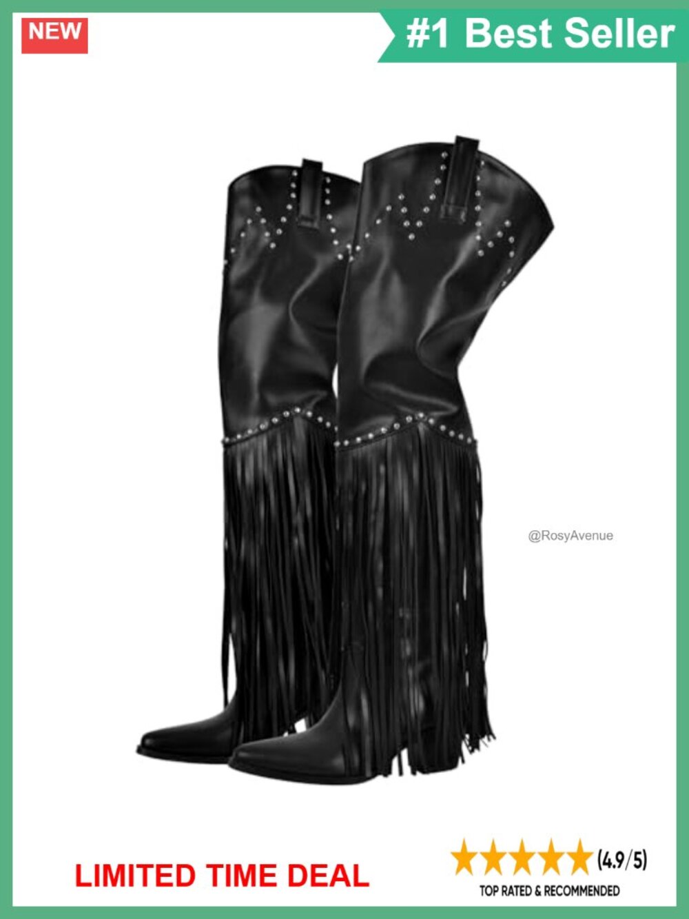 Fringe Western Thigh High Cowboy Boots Over Knee Wide Calf